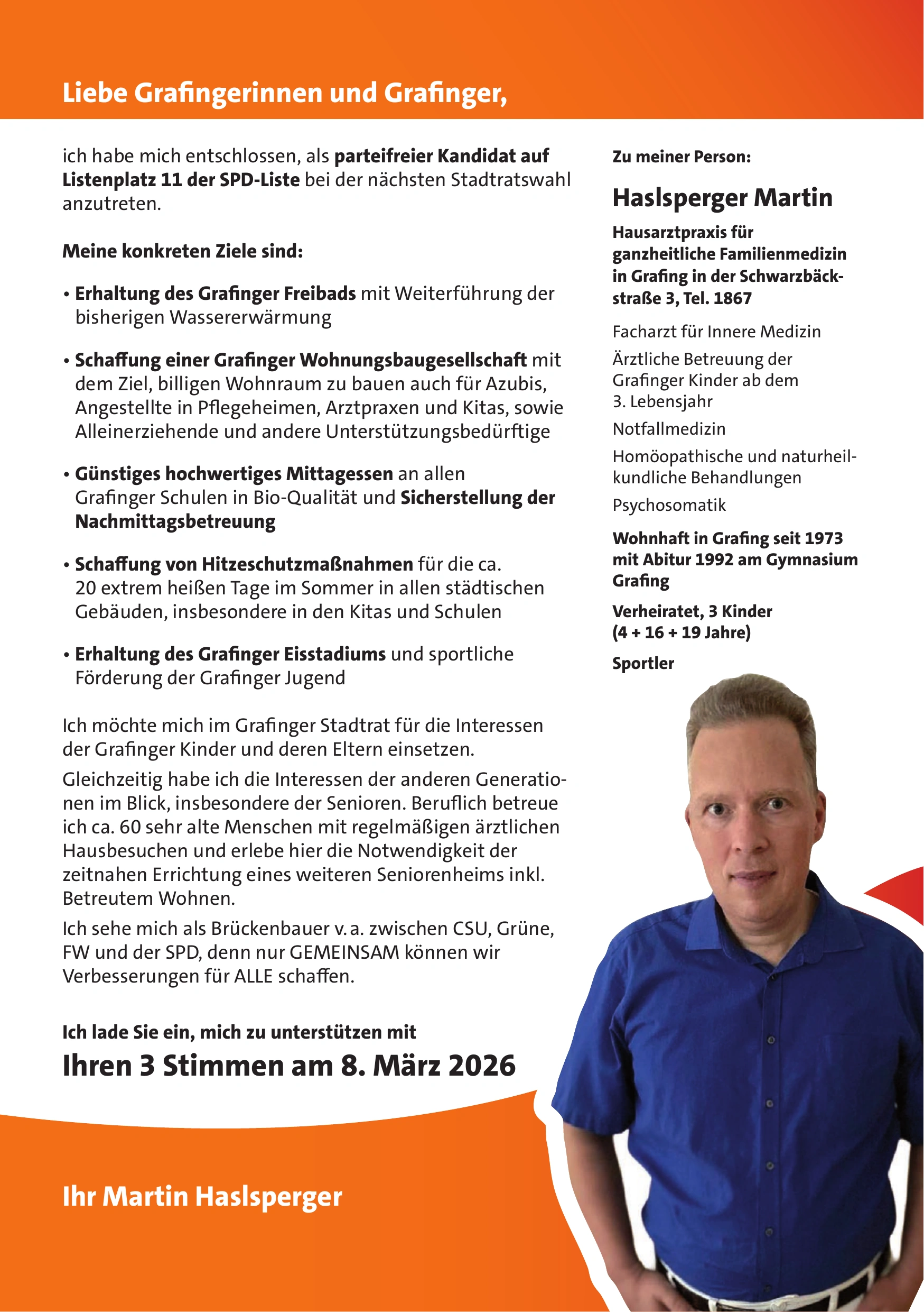 Flyer Stadtratskandidatur – Seite 1